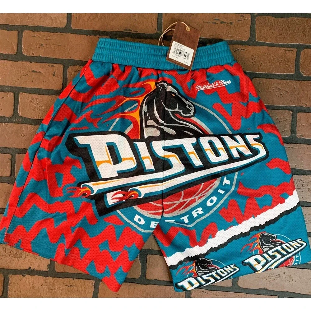 DETROIT PISTONS Mitchell‎ & Ness Basketball Shorts~New~ S-2XL - Picture 4 of 5